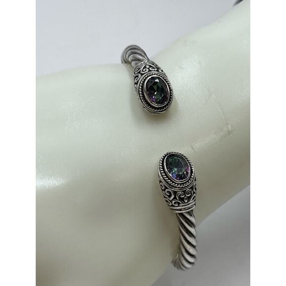 Sterling‎ Silver Artisan 925 Mystic
Quartz Balinese Hinge Bangle Bracelet 20g - Picture 3 of 14